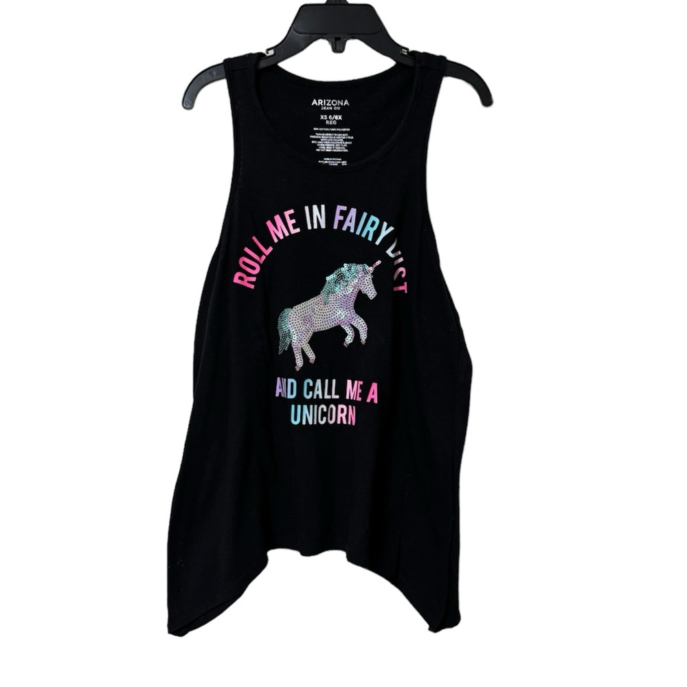 Arizona Girls Black Unicorn Tank Top Size 6/6X